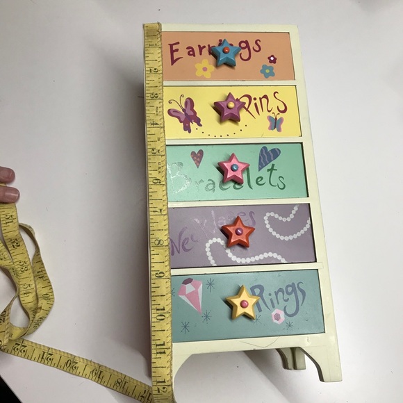 Vintage girls jewelry organizer wood multicolor - Picture 14 of 15